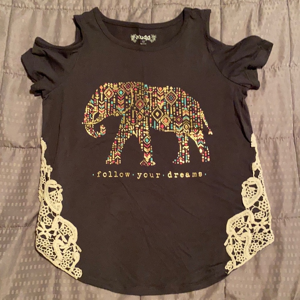 Mudd follow your dreams elephant glitter top
